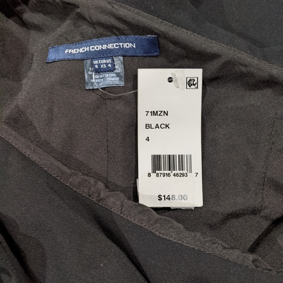 French Connection Black Whisper One Shoulder Ruffled Dress Size 4 - Picture 7 of 10